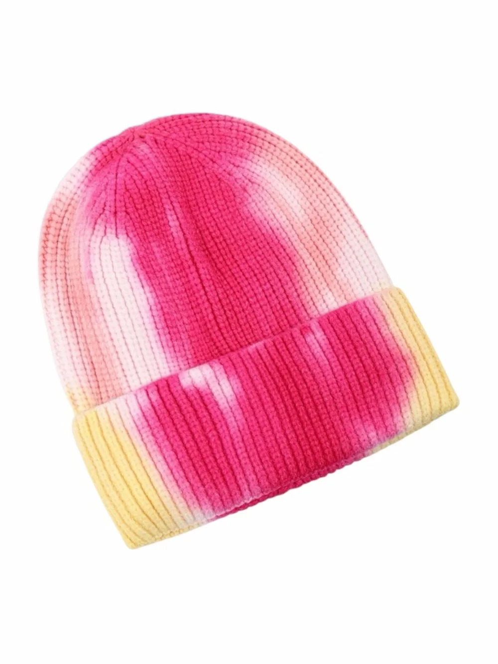 Tie-Dye Knitted Pink & Yellow Knit Beanie NWT